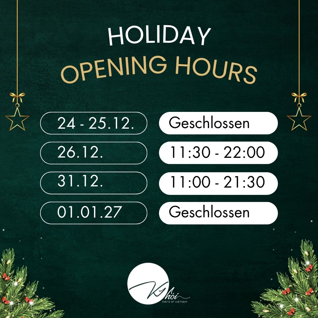 XMAS Opening hours